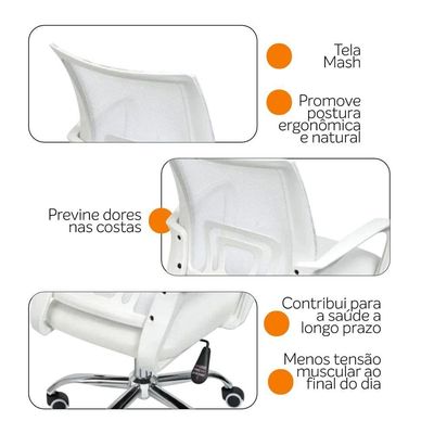 Kit 4 Cadeiras Escritório Oficial Begônia Ergonômico Branco