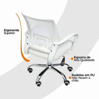Kit 2 Cadeiras De Escritório Begonia Ergonômico Branco