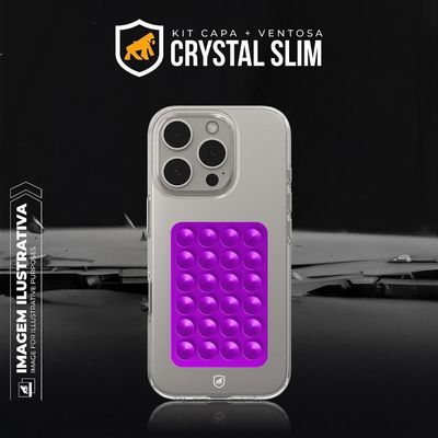 Kit Capa Crystal Slim para iPhone 17 +  Ventosa - Roxo - Gshield