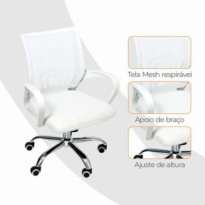 Cadeira De Escritório Begonia Tela Mesh Branco