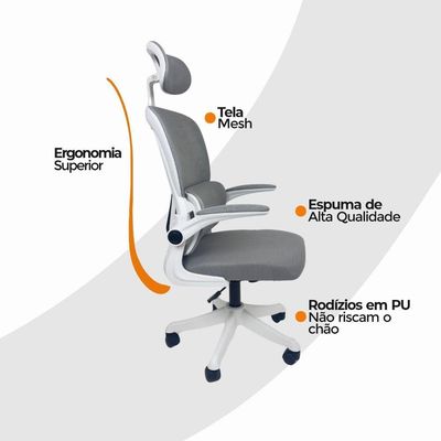 Kit 3 Cadeiras De Escritório Oficial Legacy Cinza