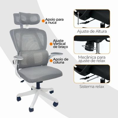 Kit 3 Cadeiras De Escritório Oficial Legacy Cinza