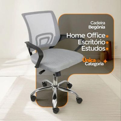 Kit 2 Cadeiras De Escritório Begonia Ergonômico Cinza