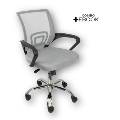 Kit 4 Cadeiras De Escritório Begonia Ergonômico Cinza