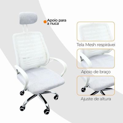 Cadeira Escritório Diretor Mesh Encosto Branco Unitário
