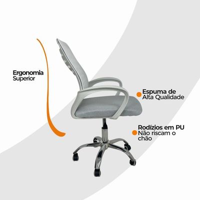 Kit 4 Cadeiras De Escritório Esteirinha Tela Mesh Branco