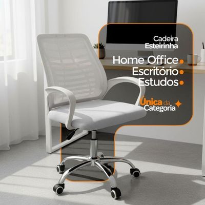 Kit 4 Cadeiras De Escritório Esteirinha Tela Mesh Branco