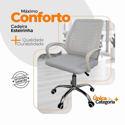 Kit 4 Cadeiras De Escritório Esteirinha Tela Mesh Branco
