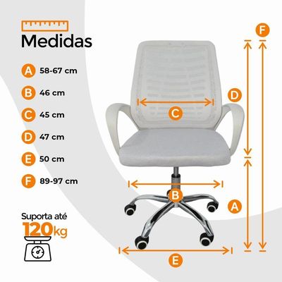 Kit 4 Cadeiras De Escritório Esteirinha Tela Mesh Branco