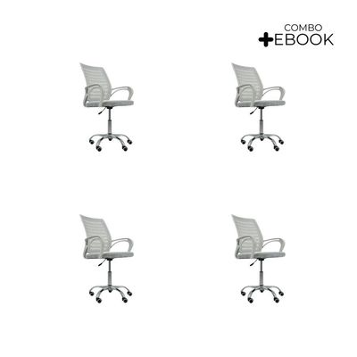 Kit 4 Cadeiras De Escritório Diretor Roma Oficial Branco