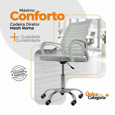 Kit 4 Cadeiras De Escritório Diretor Roma Oficial Branco
