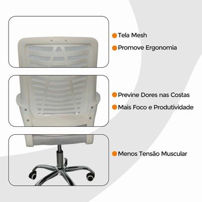 Kit 2 Cadeiras De Escritório Oficial Esteirinha Mesh Branco