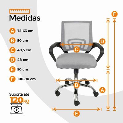 Cadeira De Escritório Oficial Begonia Tela Mesh Ergonômica Cinza 1