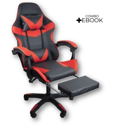 Cadeira Gamer Stillus Oficial Apoio Pés Preto/vermelho