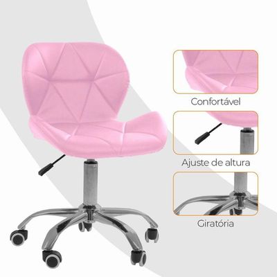 Cadeira Office Eiffel Slim Ajustável Oficial Rosa