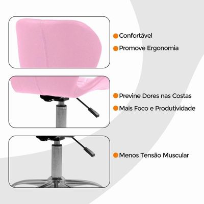 Cadeira Office Eiffel Slim Ajustável Oficial Rosa