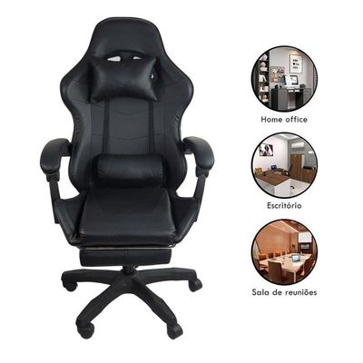 Cadeira Gamer Stillus Oficial Apoio Para Pés Preto