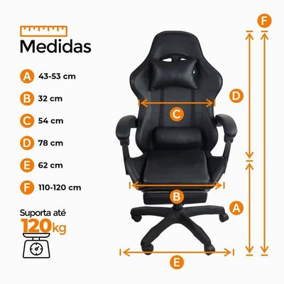 Cadeira Gamer Stillus Oficial Apoio Para Pés Preto