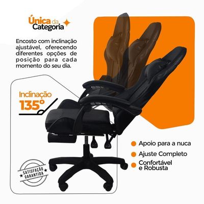 Cadeira Gamer Stillus Oficial Apoio Para Pés Preto