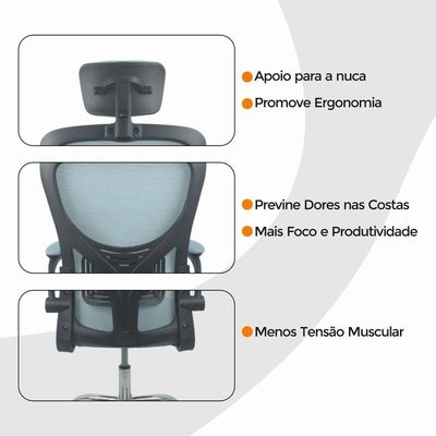 Cadeira De Escritório Diretor Oficial Vegas Com Apoio Azul Branco