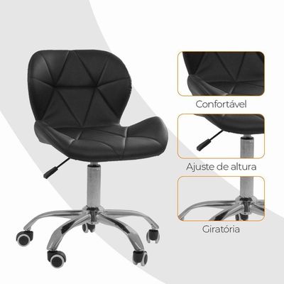 Cadeira Office Eiffel Slim Com Base Giratória Oficial Preto