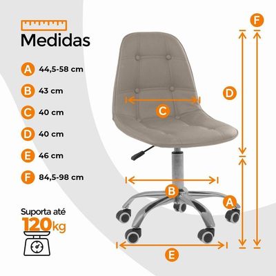 Cadeira Giratória Office Eiffel Botonê Oficial Bege