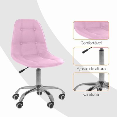 Cadeira Giratória Office Eiffel Botonê Oficial Rosa