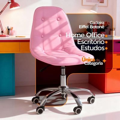 Cadeira Giratória Office Eiffel Botonê Oficial Rosa