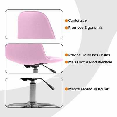 Cadeira Giratória Office Eiffel Botonê Oficial Rosa