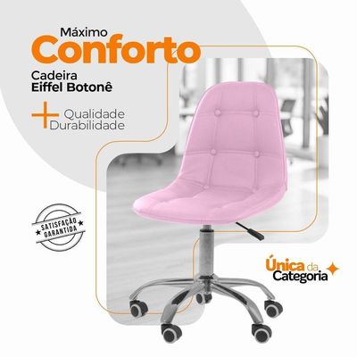Cadeira Giratória Office Eiffel Botonê Oficial Rosa
