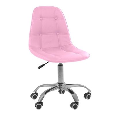 Cadeira Office Eiffel Botonê Ajustável Oficial Rosa