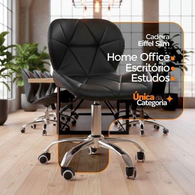 Kit 4 Cadeiras Office Eiffel Slim Oficial Preta