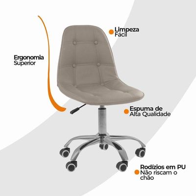 Kit 4 Cadeiras Office Eiffel Botonê Oficial Bege