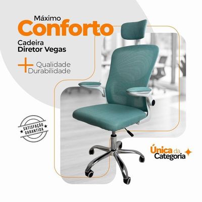 Kit 2 Cadeiras De Escritório Oficial Vegas Apoio Azul Branco