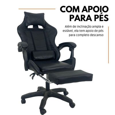 Kit 2 Cadeiras Gamer Stillus Ergonômica Com Apoio Para Os Pés Preto