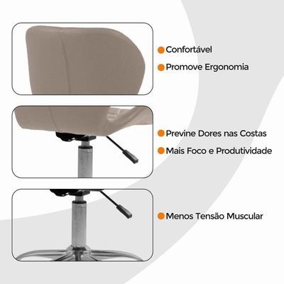 Kit 02 Cadeiras Giratórias Office Eiffel Slim Oficial Bege
