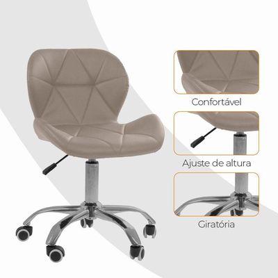 Cadeira Office Eiffel Slim Com Base Giratória Oficial Bege