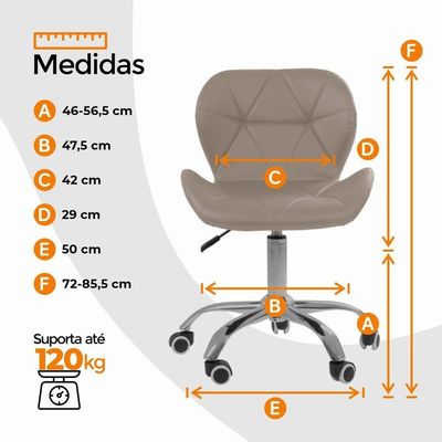 Cadeira Office Eiffel Slim Base Giratória Oficial Bege
