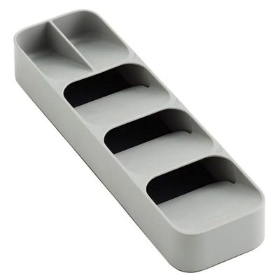 Organizador Talheres Porta Talheres Bandeja Gaveta Plástico Cinza Cozinha Compacto