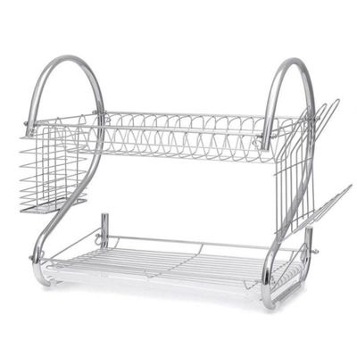 Escorredor Louças Suporte Pratos 2 Andares Metal Cromado Porta Copos Talheres Cozinha