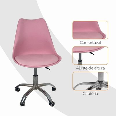 Cadeira Saarinen Office Base Cromada Oficial Rosa