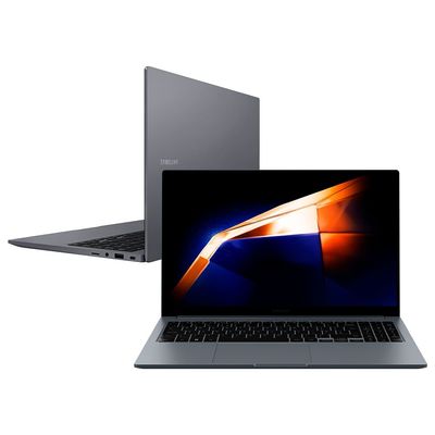 Notebook Samsung Galaxy Book4 com processador Intel Core i5-1335U, 8GB RAM, 512GB SSD, Iris Xe, Tela 15.6`` Full HD LED e Windows 11 - NP750XGJ-KG3BR Grafite / Bivolt
