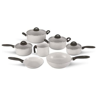 Jogo de Panelas 7 Peças Brinox Suprema Ceramic Life Antiaderente Mineral Resist Vanilla