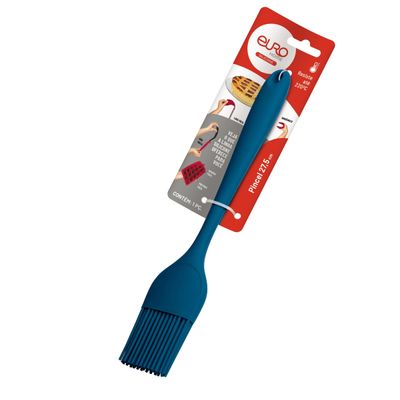 Pincel de Silicone Euro Home Azul com Cabo em Aço
