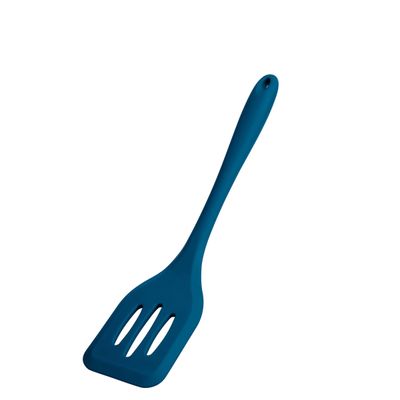Espátula Vazada de Silicone Euro Home SIL2850 Azul Resistente ao Calor Flexível Fácil Limpeza