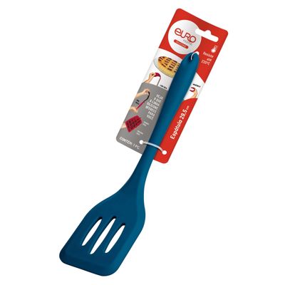 Espátula Vazada de Silicone Euro Home SIL2850 Azul Resistente ao Calor Flexível Fácil Limpeza