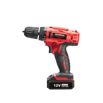 Parafusadeira e Furadeira Mondial Power Tools FPF-06M Mandril 10mm Maleta Bateria 12V Bivolt