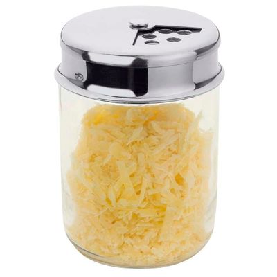 Queijeira com Tampa Forma em Vidro e Inox - 160 ml Transparente