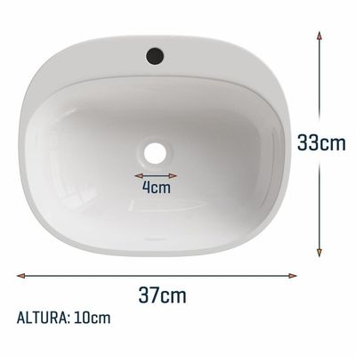 Cuba De Apoio Para Banheiro 37x33cm Jaspe Sintético Branca Moderna Lavabo