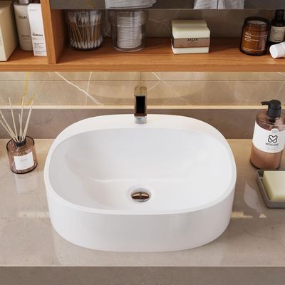 Cuba De Apoio Para Banheiro 37x33cm Jaspe Sintético Branca Moderna Lavabo